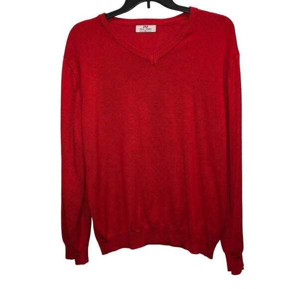 Paul Jones PJ Mens Size XXL Red V Neck Long Sleeve Pullover Red Sweater - Picture 1 of 8